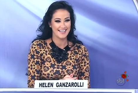 Hellen Ganzarolli ficou bem à vontade no “Programa Silvio Santos”
