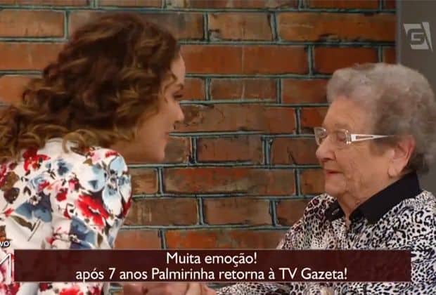 Palmirinha volta à TV Gazeta após 7 anos, se emociona e diz que se sente em casa