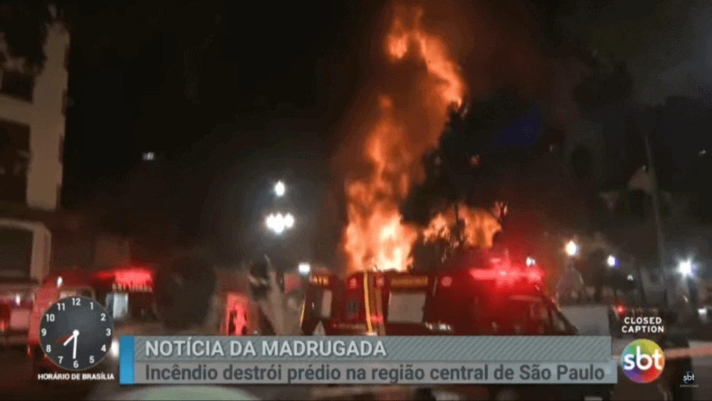 Com “SBT Notícias”, SBT dá furo de reportagem ao noticiar incêndio e queda de prédio em SP