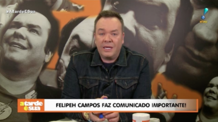 Em tratamento contra câncer, Felipeh Campos surge careca no “A Tarde é Sua”