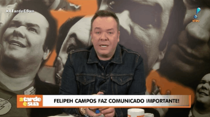 Em tratamento contra câncer, Felipeh Campos surge careca no “A Tarde é Sua”