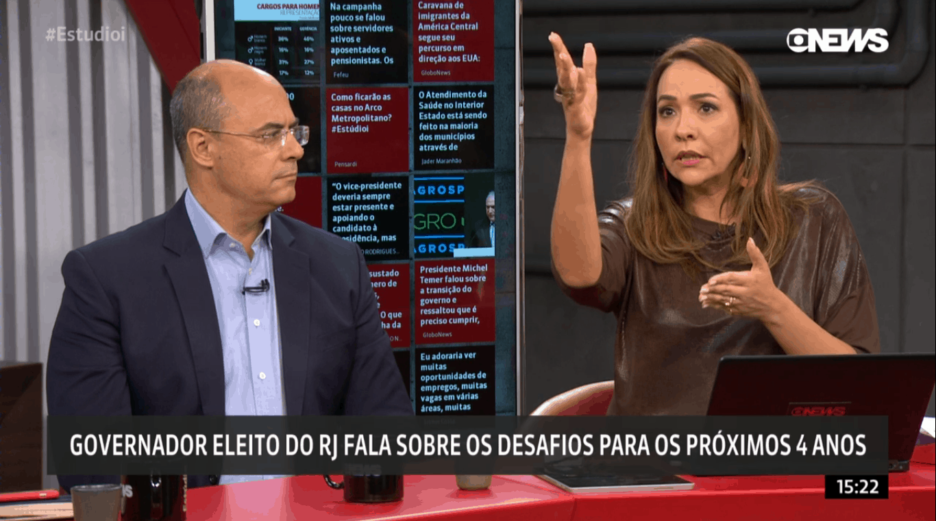 Novo governador do RJ causa polêmica em participação na GloboNews