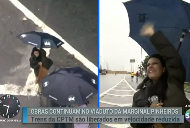 Repórter do SBT passa por sufoco e precisa ser socorrida ao vivo