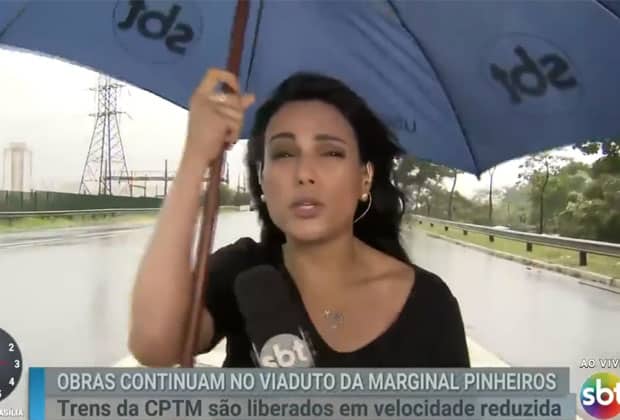 Repórter do SBT passa por sufoco e precisa ser "socorrida" ao vivo