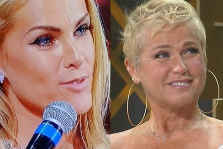 Xuxa ganha “pedra” e Ana Hickmann recebe escultura em amigo secreto