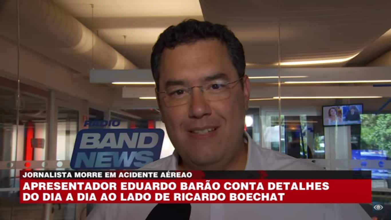 Companheiro de rádio, Eduardo Barão se emociona ao falar de Boechat
