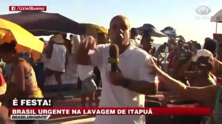 Mulher choca repórter da Band ao dizer que vai “mamá-lo”; veja