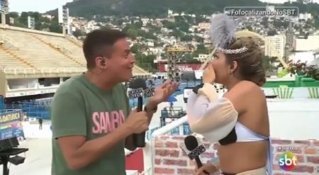 Lívia Andrade solta palavrão ao vivo e deixa Leo Dias de boca aberta