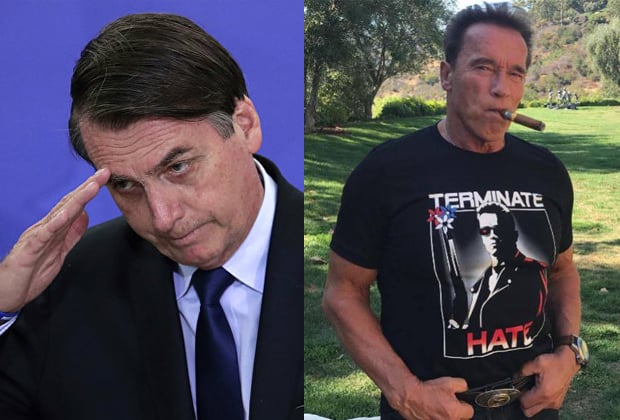 Bolsonaro causa ao homenagear Arnold Schwarzenegger com certificado