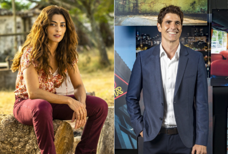 Juliana Paes e Reynaldo Gianecchini celebram reencontro em “A Dona do Pedaço”