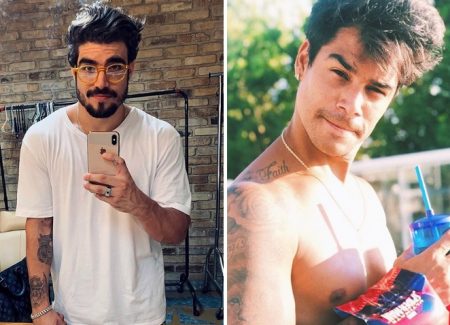 Caio Castro arranca suspiros ao posar sem camisa com Micael Borges