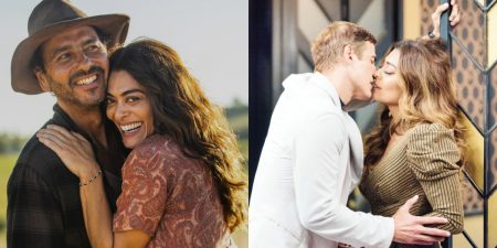Juliana Paes, Reynaldo Gianecchini e Marcos Palmeira se divertem nos bastidores de novela