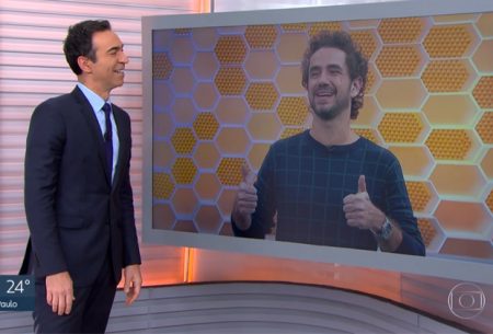 Cesar Tralli volta à Globo após licença e é zombado por Felipe Andreoli