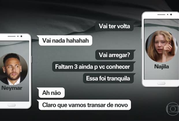 Neymar e Najila, na Globo