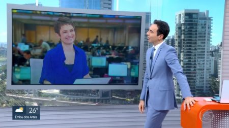 Ao vivo, Cesar Tralli se despede de Sandra Annenberg na Globo
