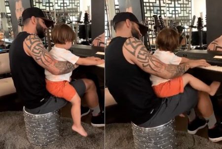 Gusttavo Lima toca piano com filho e enche web de fofura