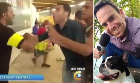 Ao vivo, repórter da Record quase é agredido com facão; veja