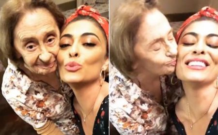 Laura Cardoso grava “A Dona do Pedaço” com Juliana Paes