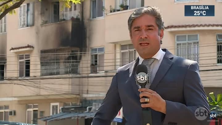 Repórter do SBT Rio se emociona após tragédia entre pai e filho