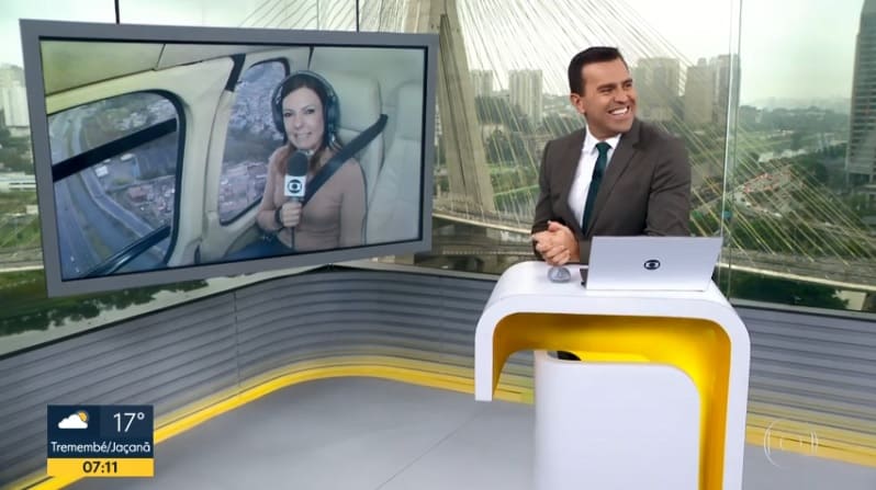 Rodrigo Bocardi é alvo de piada de repórter ao vivo na Globo