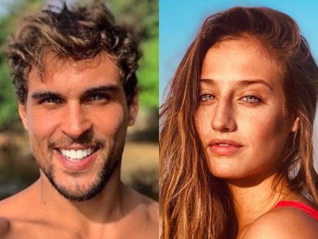 Felipe Roque e Bruna Griphao curtem festa em clima de romance