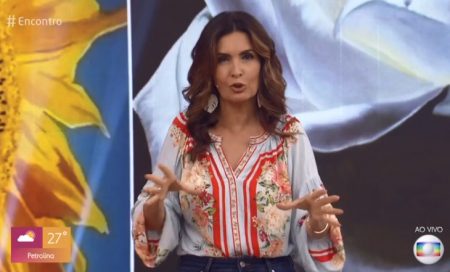 Fátima Bernardes faz entrevista com ventania no Encontro e web reage
