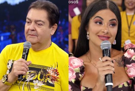 Faustão choca Aline Riscado com pergunta sobre Gabigol ao vivo