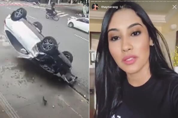 Carro capota em São Paulo quase atinge irmã de Thaynara OG