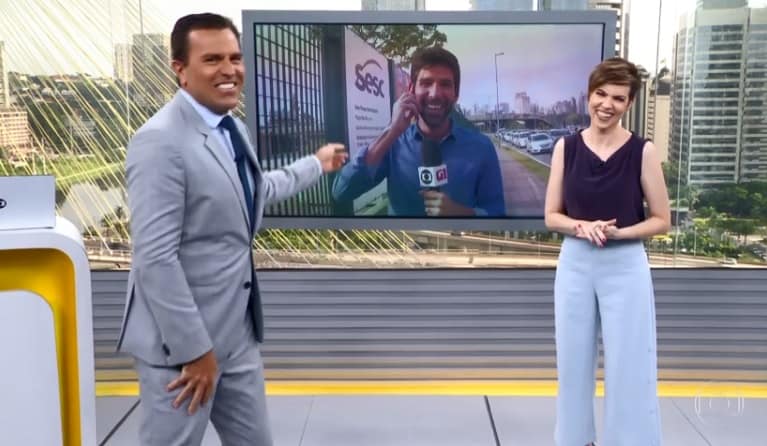 Rodrigo Bocardi tem crise de riso no Bom Dia SP e web reage