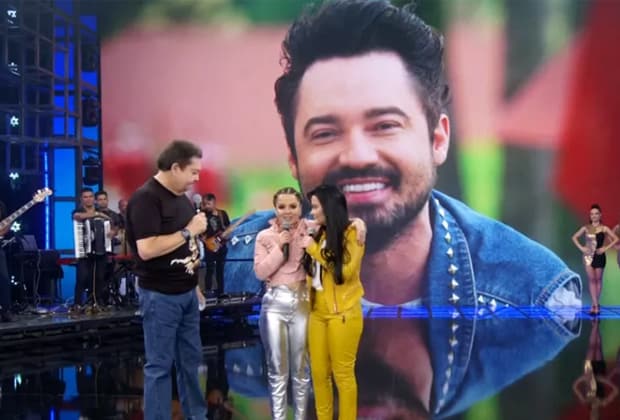 Fernando surpreende e se declara para Maiara no Domingão do Faustão