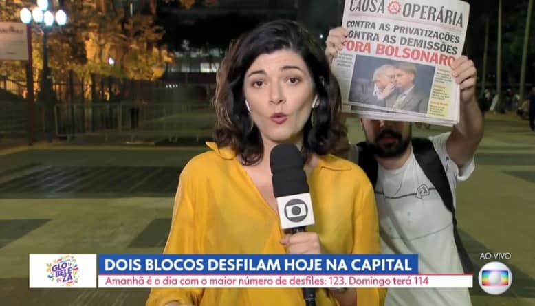 Ao vivo, repórter da Globo é interrompida por manifestante