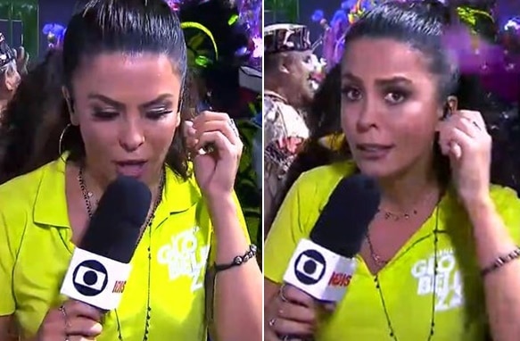 Repórter da Globo perde o brinco no Carnaval e acaba sendo surpreendida