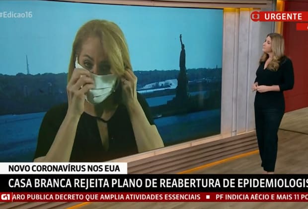 Repórter da Globo aparece sem máscara em telejornal e toma baita susto