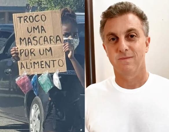 Luciano Huck encontra menina que trocava máscaras por comida no Rio