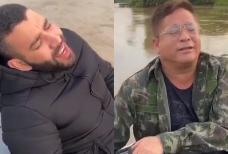 Gusttavo Lima e Leonardo furam quarentena e surgem cantando em barco