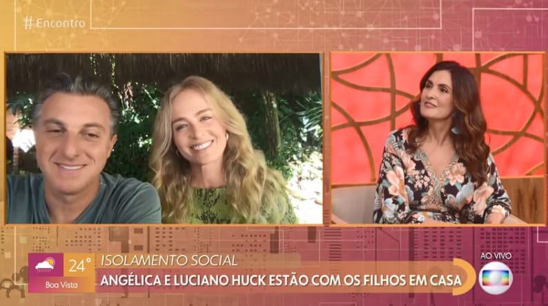 Ao vivo, Huck e Angélica fazem piada e causam com Fátima Bernardes