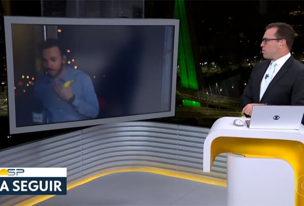 Repórter surge sem máscara e foge de entrada em telejornal da Globo