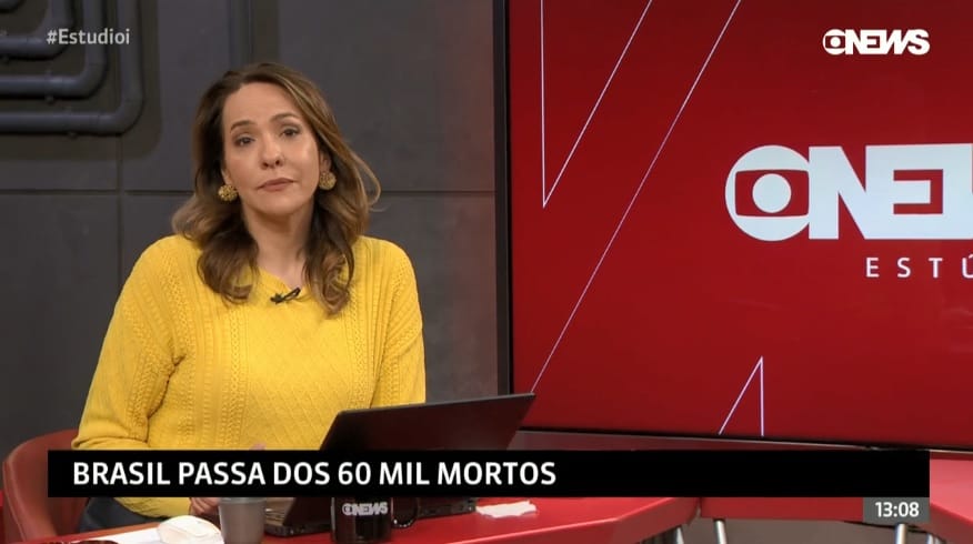 Emocionada, Maria Beltrão lamenta mortes por Covid-19 e faz apelo na GloboNews