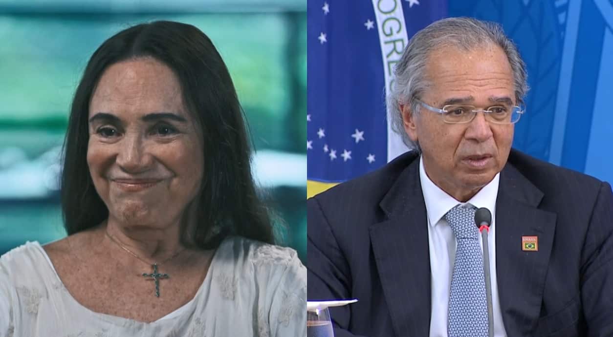 Regina Duarte exalta trabalho de Paulo Guedes; ministro vive crise com Bolsonaro