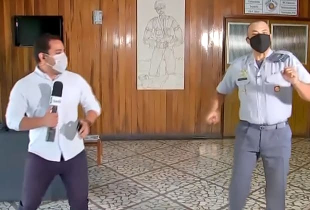 Repórter da Globo dança ao vivo com capitão da PM que viralizou