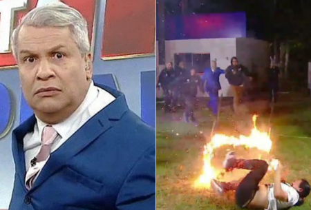 Sikêra Jr faz brincadeira com fogo ao vivo e homem jumento rouba a cena