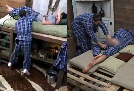 A Fazenda 2020: Biel passa mão em parte íntima de JP e tira a roupa de Cartolouco
