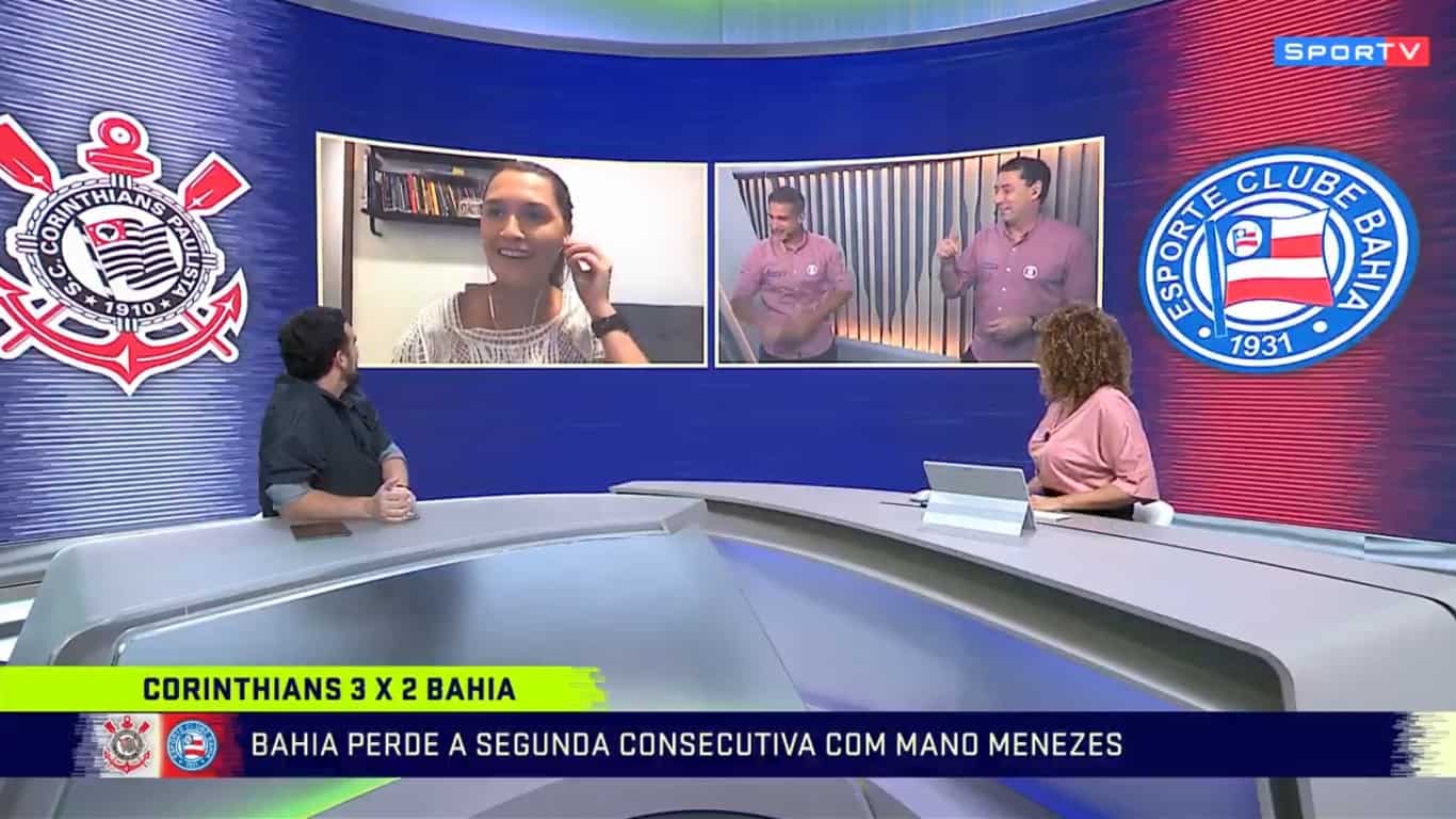 Ana Thaís é interrompida por interfone no SporTV e vira piada ao vivo