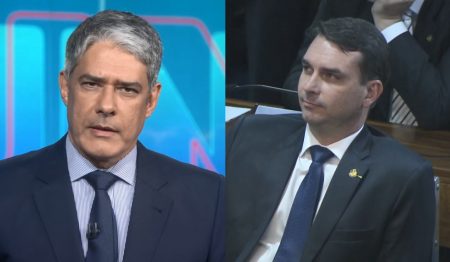 Defesa de Flávio Bolsonaro entra com notícia-crime contra William Bonner e Renata Vasconcellos