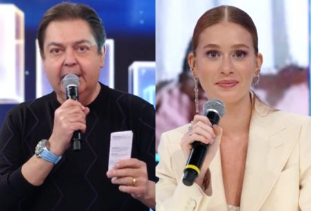 Faustão surpreende Marina Ruy Barbosa e leva puxão de orelha no Domingão