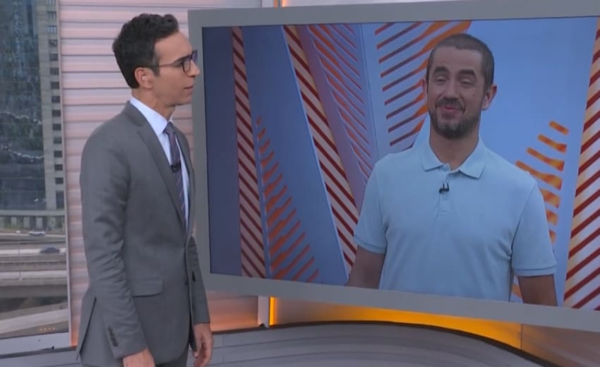 César Tralli comete gafe e chama jogador de Felipe Neto em telejornal da Globo