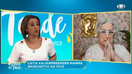 Catia Fonseca convida Mamma Bruschetta para trabalhar na Band e emociona apresentadora