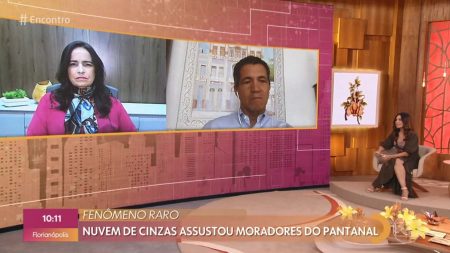 Repórter se emociona no Encontro ao falar sobre chuva de cinzas no Pantanal