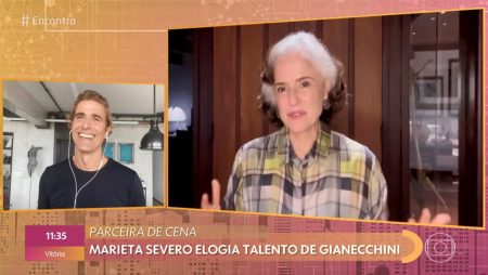 Reynaldo Gianecchini é surpreendido com declaração de Marieta Severo no Encontro