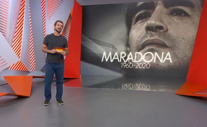 Felipe Andreoli se emociona ao falar de Maradona na Globo